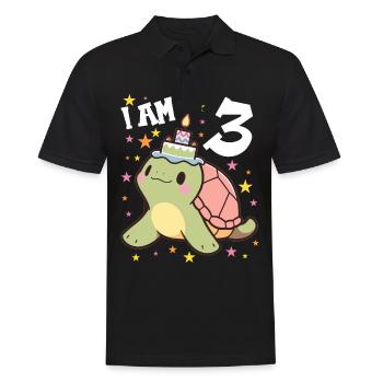 Ich bin 3 Schildkröten Schildkröte 3. Geburtstag - Männer Poloshirt - Schwarz - Vorne - Kai (181cm)