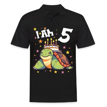 Je suis 5 Tortues Tortue 5e anniversaire - Polo Homme - noir - Devant - Kai (181cm)