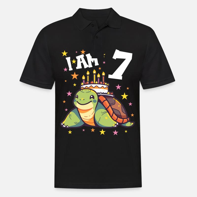 Ich bin 7 Schildkröten Schildkröte 7. Geburtstag - Männer Poloshirt - Schwarz