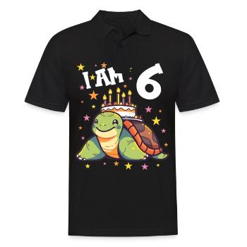 Je suis 6 tortues Tortue 6e anniversaire - Polo Homme - noir - Devant - Kai (181cm)