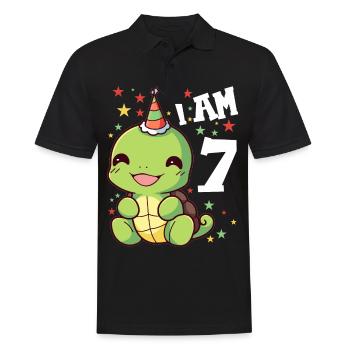 Ich bin 7 Schildkröten Schildkröte 7. Geburtstag - Männer Poloshirt - Schwarz - Vorne - Kai (181cm)