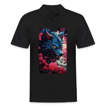 Spirit Wolf Fox Aesthetic Japanese Kitsune - Men's Polo Shirt - black - Front - Kai (181cm)