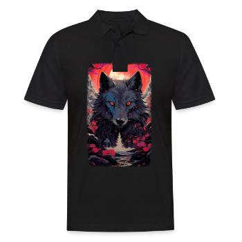 Spirit Wolf Fox Aesthetic Japanese Kitsune - Men's Polo Shirt - black - Front - Kai (181cm)