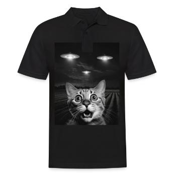 Funny Cats Selfie In Front Of UFOs Cat UFO - Men's Polo Shirt - black - Front - Kai (181cm)