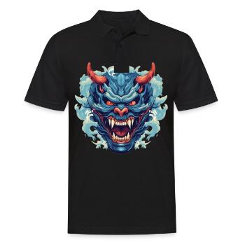 Japanischer Hannya Dämon Samurai Warrior Oni Maske - Männer Poloshirt - Schwarz - Vorne - Kai (181cm)