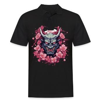 Japanese Hannya Demon Samurai Warrior Oni Mask - Men's Polo Shirt - black - Front - Kai (181cm)