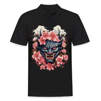 Japanischer Hannya Dämon Samurai Warrior Oni Maske - Männer Poloshirt - Schwarz - Vorne - Kai (181cm)