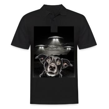 Funny Dogs Selfie In Front Of UFOs Dog UFO - Men's Polo Shirt - black - Front - Kai (181cm)