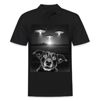 Funny Dogs Selfie In Front Of UFOs Dog UFO - Men's Polo Shirt - black - Front - Kai (181cm)