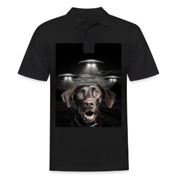 Funny Dog Selfie In Front Of UFOs Dog UFO - Men's Polo Shirt - black - Front - Kai (181cm)
