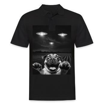 Funny Dogs Selfie In Front Of UFOs Dog UFO - Men's Polo Shirt - black - Front - Kai (181cm)