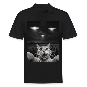 Funny Cats Selfie In Front Of UFOs Cat UFO - Men's Polo Shirt - black - Front - Kai (181cm)