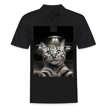 Funny Cats Selfie In Front Of UFOs Cat UFO - Men's Polo Shirt - black - Front - Kai (181cm)