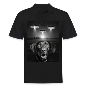 Funny Dog Selfie In Front Of UFOs Dog UFO - Men's Polo Shirt - black - Front - Kai (181cm)