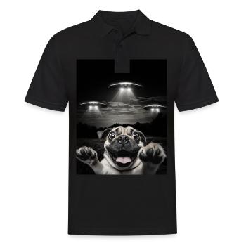 Funny Dogs Selfie In Front Of UFOs Dog UFO - Men's Polo Shirt - black - Front - Kai (181cm)
