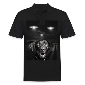 Funny Dogs Selfie In Front Of UFOs Dog UFO - Men's Polo Shirt - black - Front - Kai (181cm)