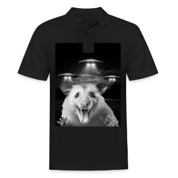 Funny possum selfie in front of UFOs Opossum UFO - Men's Polo Shirt - black - Front - Kai (181cm)