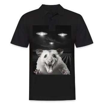 Funny possum selfie in front of UFOs Opossum UFO - Men's Polo Shirt - black - Front - Kai (181cm)