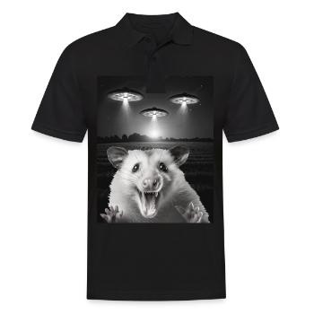 Funny possum selfie in front of UFOs Opossum UFO - Men's Polo Shirt - black - Front - Kai (181cm)