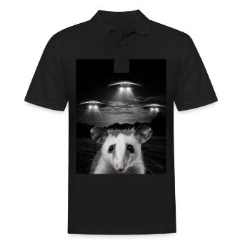 Funny possum selfie in front of UFOs Opossum UFO - Men's Polo Shirt - black - Front - Kai (181cm)