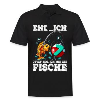 7e anniversaire pêcheur à la ligne - Polo Homme - noir - Devant - Kai (181cm)