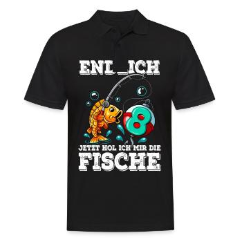 8 Anniversaire Pêcheur à la ligne - Polo Homme - noir - Devant - Kai (181cm)