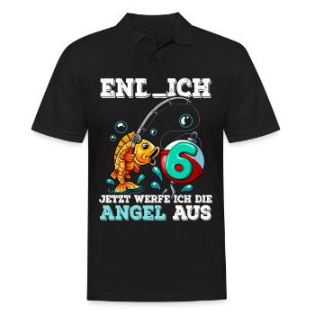 6 Anniversaire Pêcheur à la ligne - Polo Homme - noir - Devant - Kai (181cm)