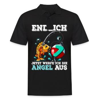 7e anniversaire pêcheur à la ligne - Polo Homme - noir - Devant - Kai (181cm)
