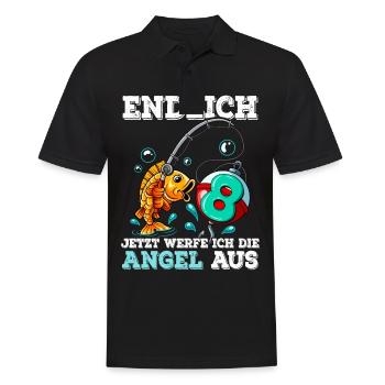 8 Anniversaire Pêcheur à la ligne - Polo Homme - noir - Devant - Kai (181cm)