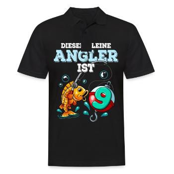 9 Birthday Angler Fishing - Men's Polo Shirt - black - Front - Kai (181cm)