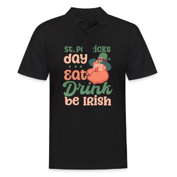 Drôle de la Saint-Patrick Manger Boire Être Irlandais - Polo Homme - noir - Devant - Kai (181cm)