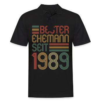 Meilleur mari depuis 1989 35e anniversaire de mariage - Polo Homme - noir - Devant - Kai (181cm)