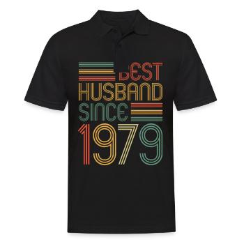 Meilleur mari depuis 1979 45e anniversaire de mariage - Polo Homme - noir - Devant - Kai (181cm)