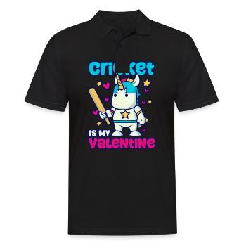 Cricket Player My Valentine Unicorn - Men's Polo Shirt - black - Front - Kai (181cm)