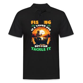 Fisher Fisherman Tough Job Tackle It Bier - Männer Poloshirt - Schwarz - Vorne - Kai (181cm)