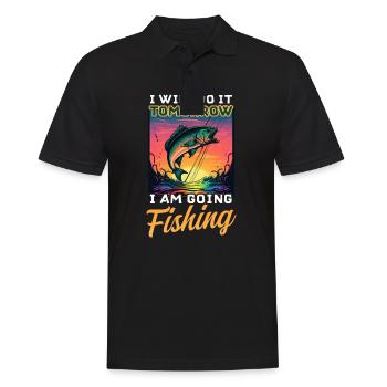 Fisher Fisherman wird morgen angeln gehen - Männer Poloshirt - Schwarz - Vorne - Kai (181cm)