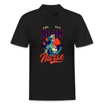 Infirmière d’urgence Vintage rétro coucher de soleil - Polo Homme - noir - Devant - Kai (181cm)