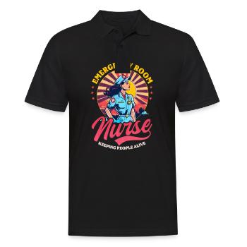 Infirmière d’urgence Vintage rétro coucher de soleil - Polo Homme - noir - Devant - Kai (181cm)