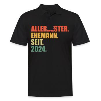 Bester Ehemann seit 2024 1.Hochzeitstag - Männer Poloshirt - Schwarz - Vorne - Kai (181cm)