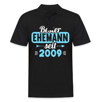 Meilleur mari depuis 2009 15e anniversaire de mariage - Polo Homme - noir - Devant - Kai (181cm)