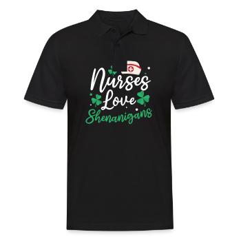 St. Patricks Day Nurse Krankenschwestern lieben Schabernack - Männer Poloshirt - Schwarz - Vorne - Kai (181cm)
