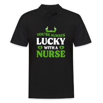 Infirmière de la Saint-Patrick toujours chanceuse avec un - Polo Homme - noir - Devant - Kai (181cm)