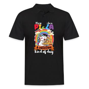 Einhorn Pizza Einhorn Art des Tages - Männer Poloshirt - Schwarz - Vorne - Kai (181cm)