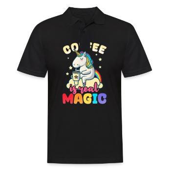 Einhorn-Kaffee ist echte Magie - Männer Poloshirt - Schwarz - Vorne - Kai (181cm)
