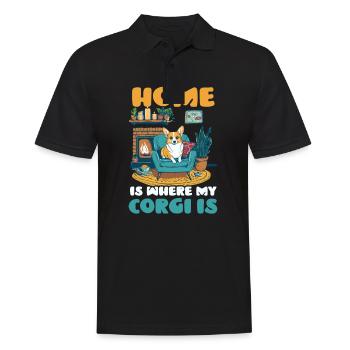 Corgi Mama Papa Zuhause Wo Corgi ist - Männer Poloshirt - Schwarz - Vorne - Kai (181cm)