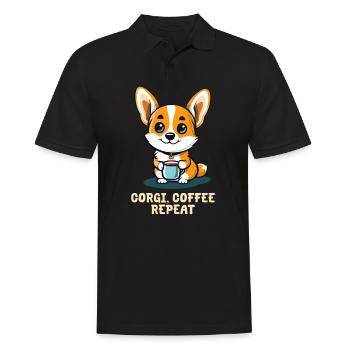 Corgi Mom Dad Corgi Coffee Repeat - Men's Polo Shirt - black - Front - Kai (181cm)