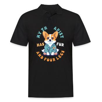 Corgi Mama Papa Mein Therapeut Hat Fell Und Vier Beine - Männer Poloshirt - Schwarz - Vorne - Kai (181cm)