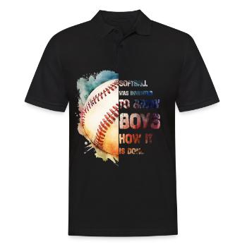 Lustiges Softball was invented to show boys how it - Männer Poloshirt - Schwarz - Vorne - Kai (181cm)