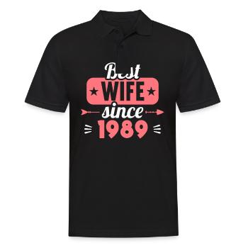 Meilleure épouse depuis 1989 35e anniversaire de mariage - Polo Homme - noir - Devant - Kai (181cm)