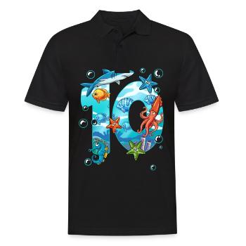 10e anniversaire créatures marines - Polo Homme - noir - Devant - Kai (181cm)